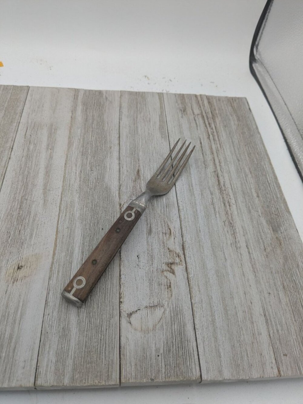 Vintage Civil War Four Tine Table Fork Wooden Handle 19th Century